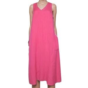 J. Jill pink midi dress NEW sleeveless lagen look linen summer spring casual